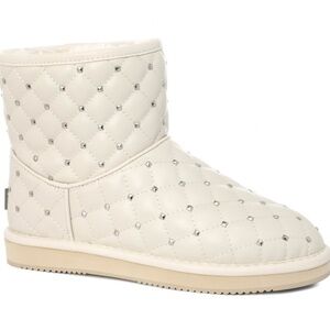 TENDANCE PARIS Women's Quilted White Leather & Shearling Ankle Boots winter 39/9